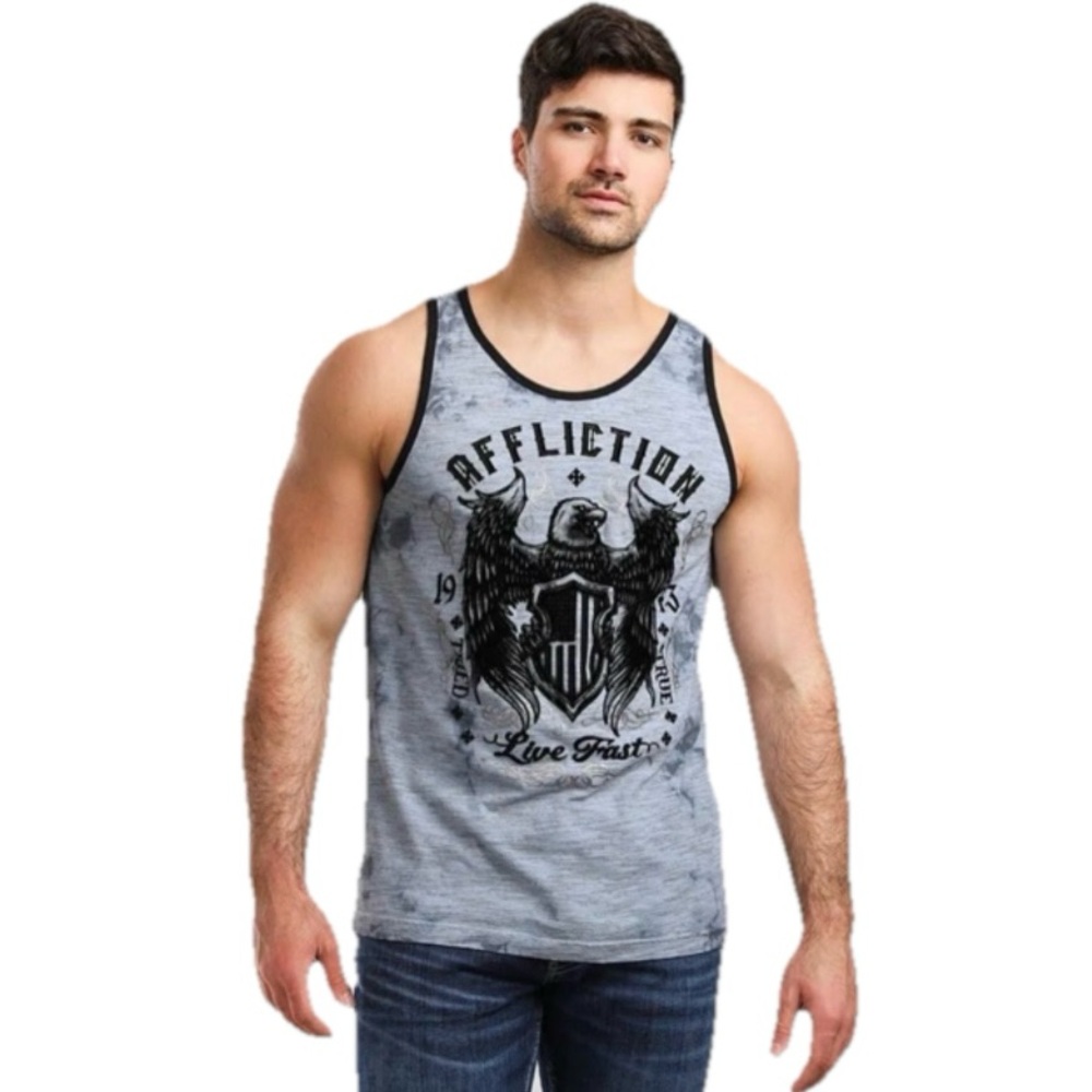 Affliction Code Of Honor Tank Top Men's Gray Tank Top Size Small